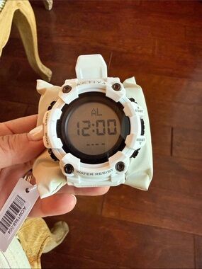 Ativa White and Black Digital Sports Watch with Large LCD